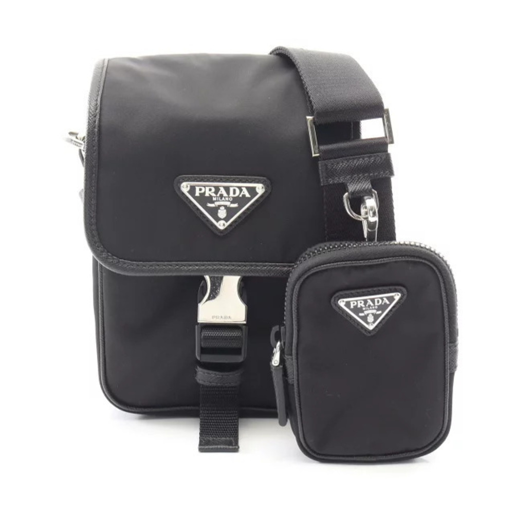 Prada RE TESSUTO SAFFIANO Shoulder Bag Saffiano Leather Black